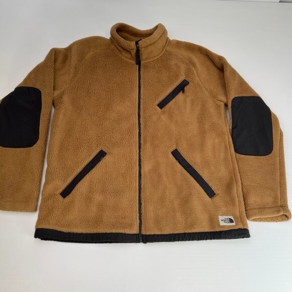 The North Face Jacket Men Large Fleece Zip Pocket Elbow Patch Cragmont Hike Core